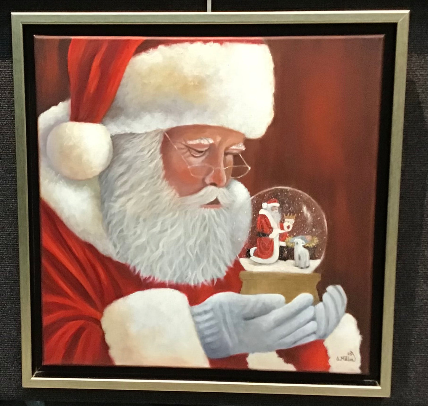 “The Gift of Hope” Original Oil Painting, 20" x 20”, Framed in Walnut/Gold Floater Frame