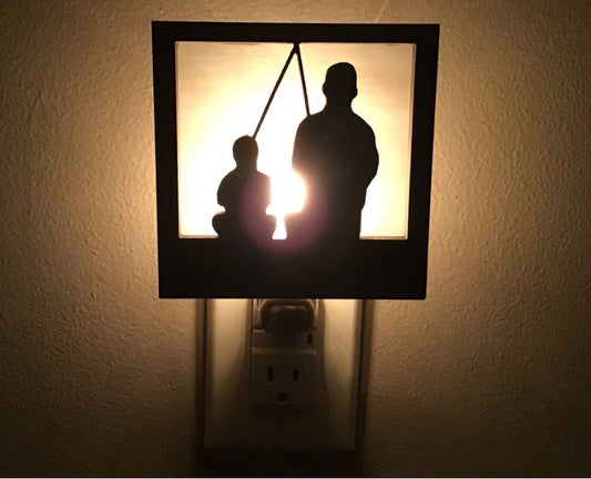 Interchangeable Night Light Shade - Father and Son Fishing Design