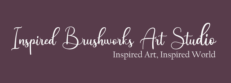 Logo of Inspired Brushworks Art Studio featuring the slogan "Inspired Art, Inspired World"