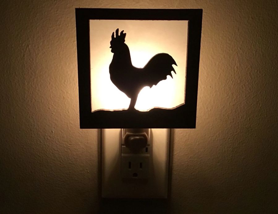 Night Light with Interchangeable Shade - Rooster Design