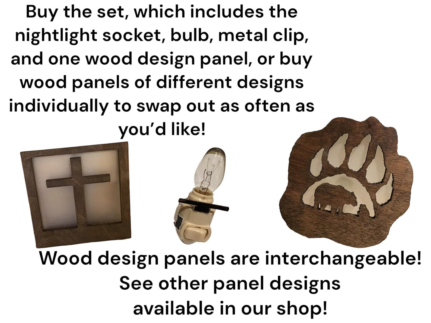 Night Light with Interchangeable Shade - Cross Design