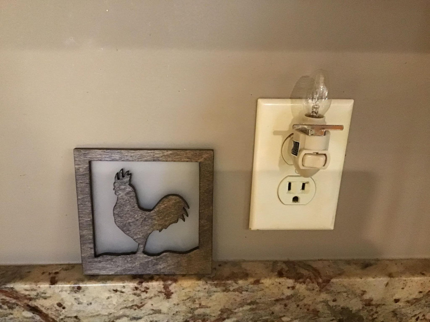 Night Light with Interchangeable Shade - Rooster Design