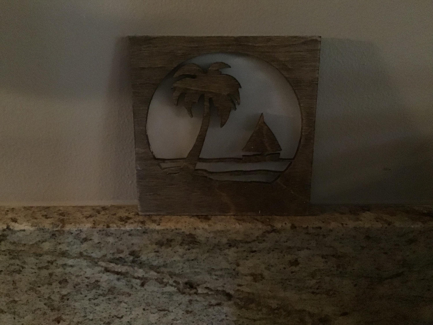 Swivel Night Light with Interchangeable Shade - Palm Tree and Sailboat Design