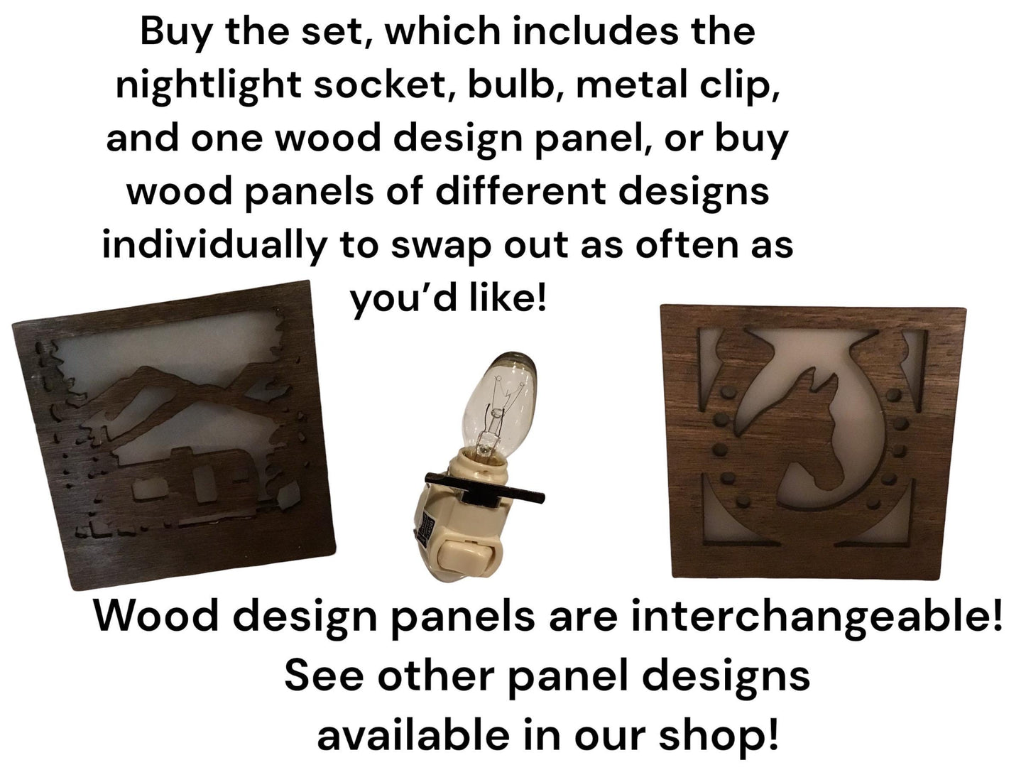 Swivel Night Light with Interchangeable Shade - Mountain & Camper/Travel Trailer Design