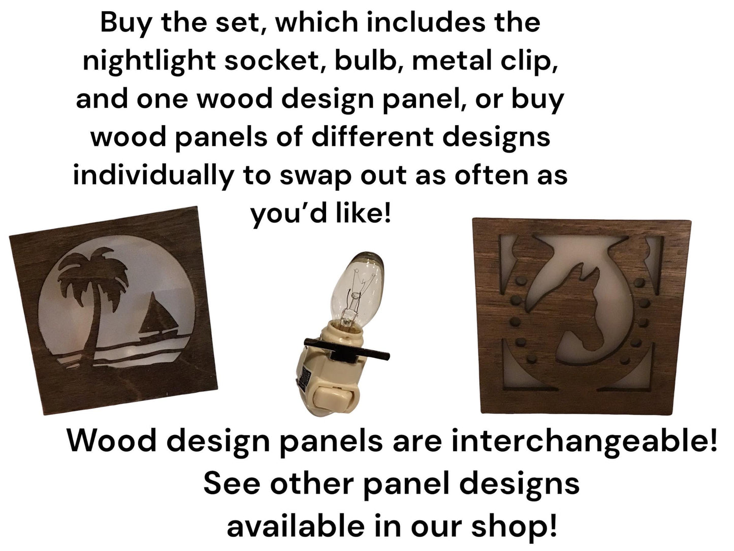 Swivel Night Light with Interchangeable Shade - Palm Tree and Sailboat Design