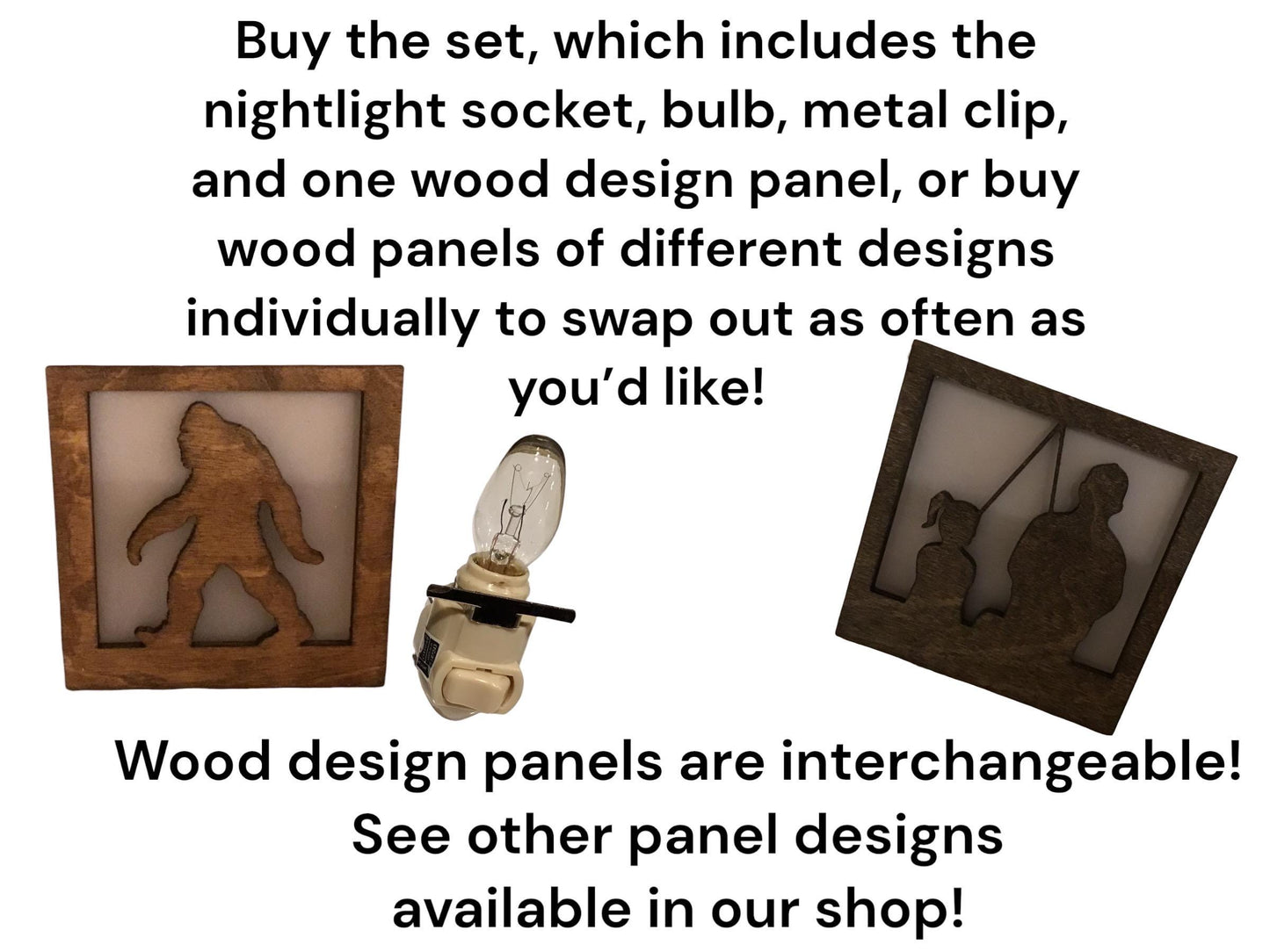 Swivel Night Light with Interchangeable Shade - Sasquatch (Bigfoot) Design