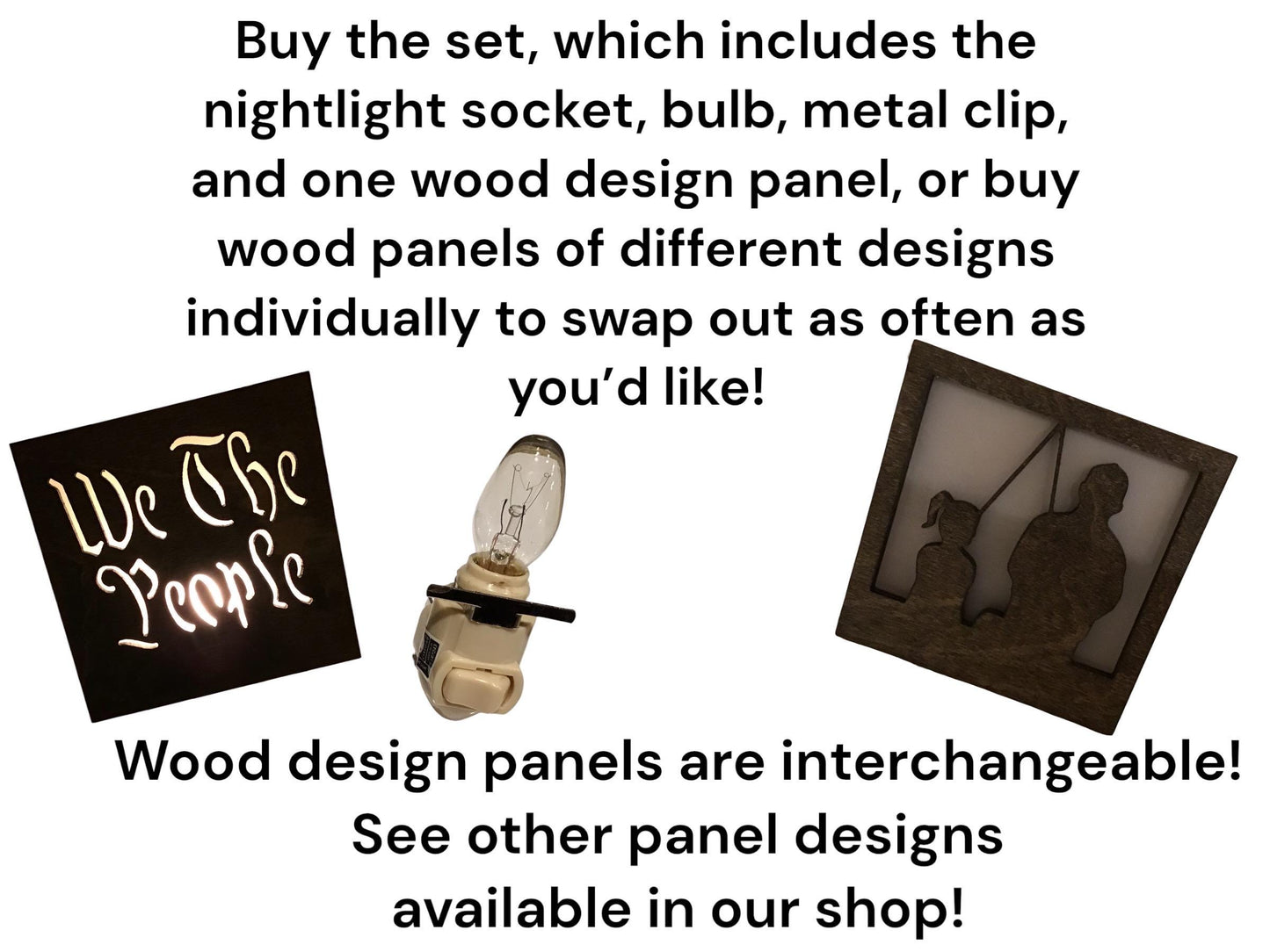 Swivel Night Light with Interchangeable Shade - "We The People" Design