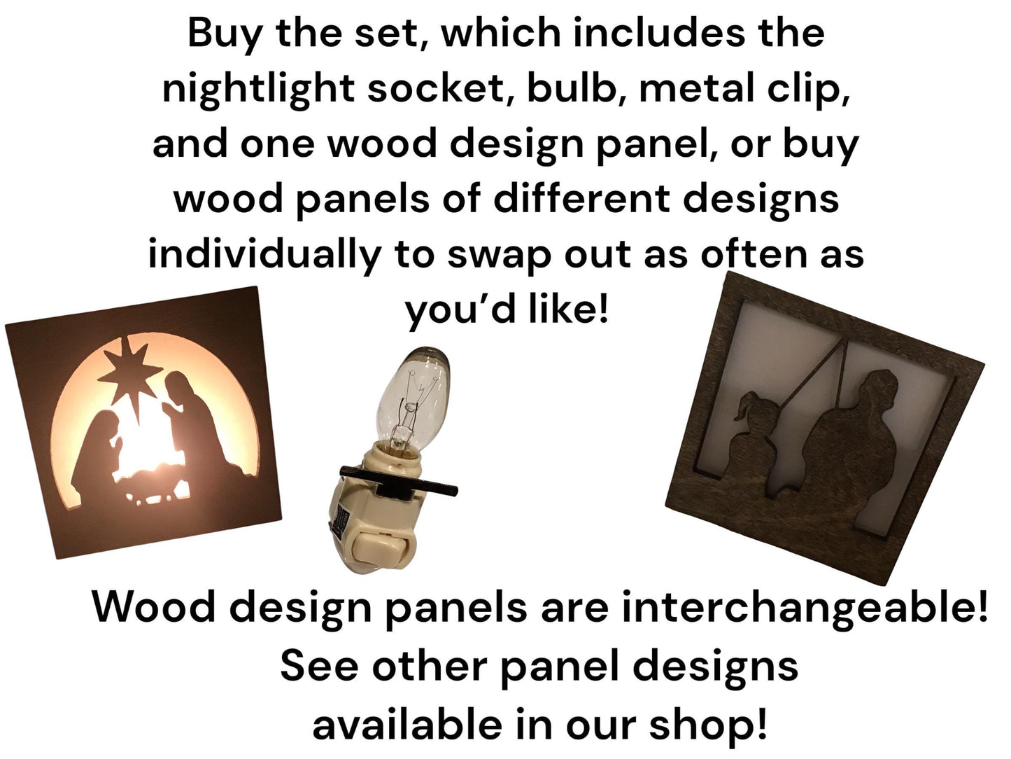 Swivel Night Light with Interchangeable Shade - Nativity Scene Design