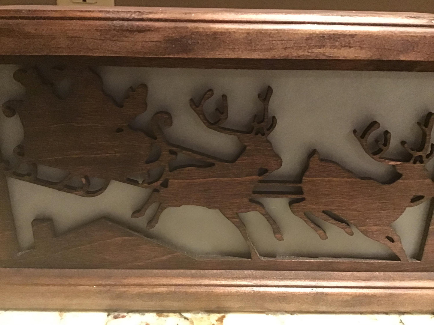 Santa and Reindeer Wood Accent Table Lamp