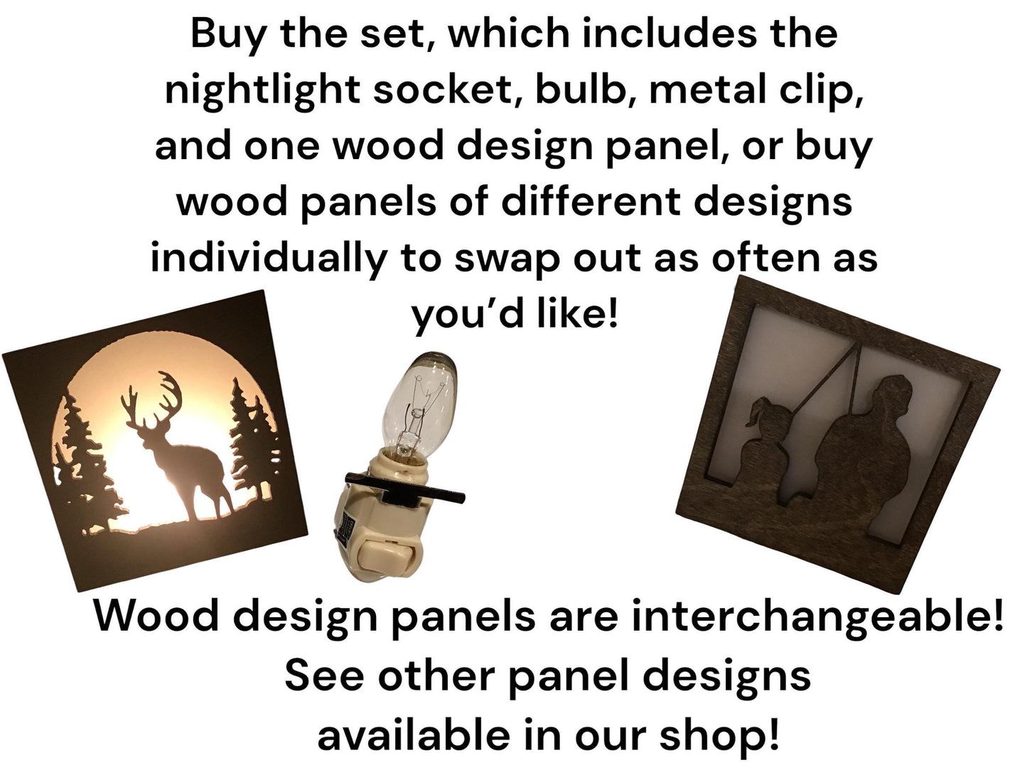 Swivel Night Light with Interchangeable Shade - Deer (Stag) Design