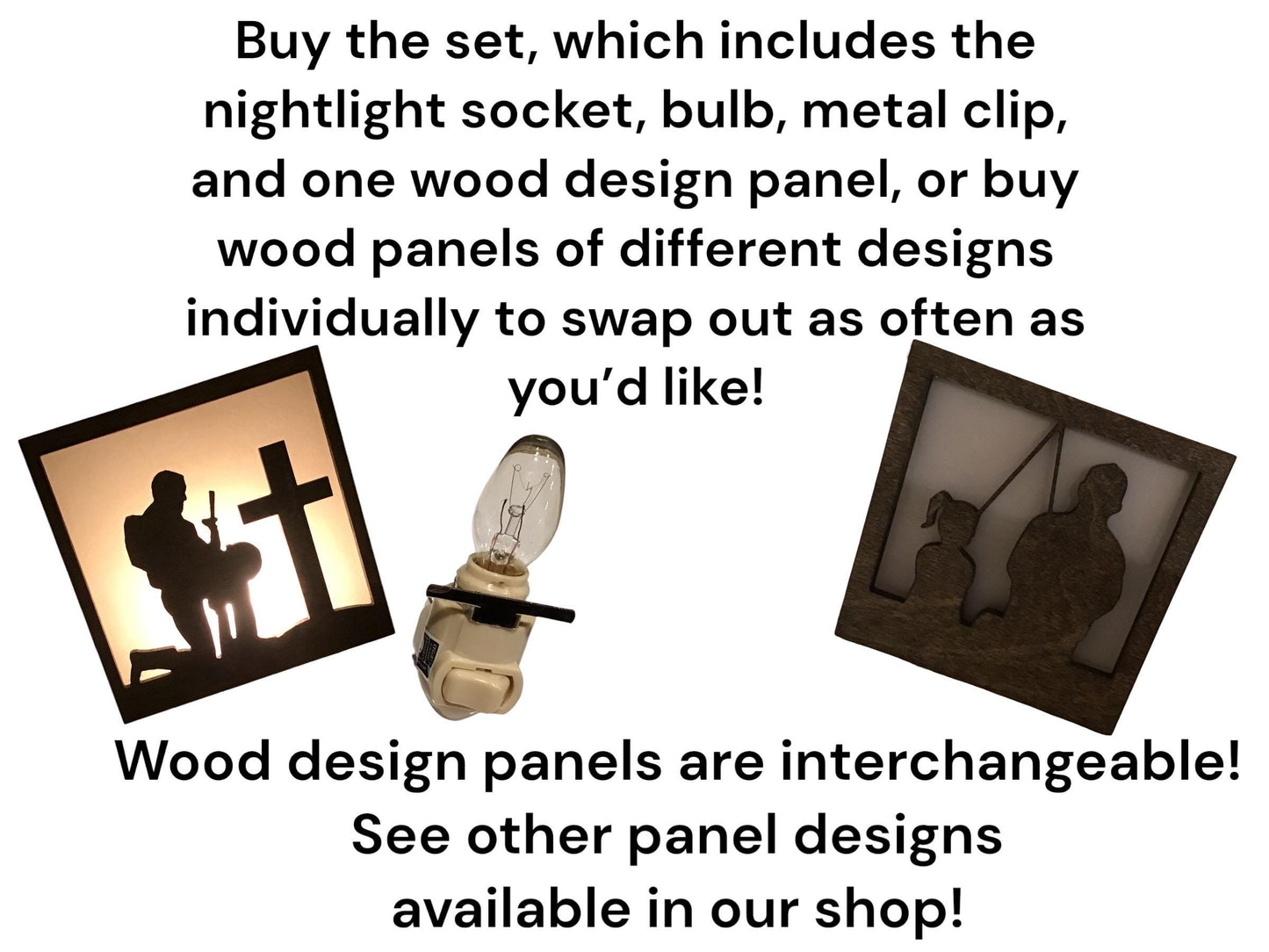 Swivel Night Light with Interchangeable Shade - Soldier Kneeling at Cross Design