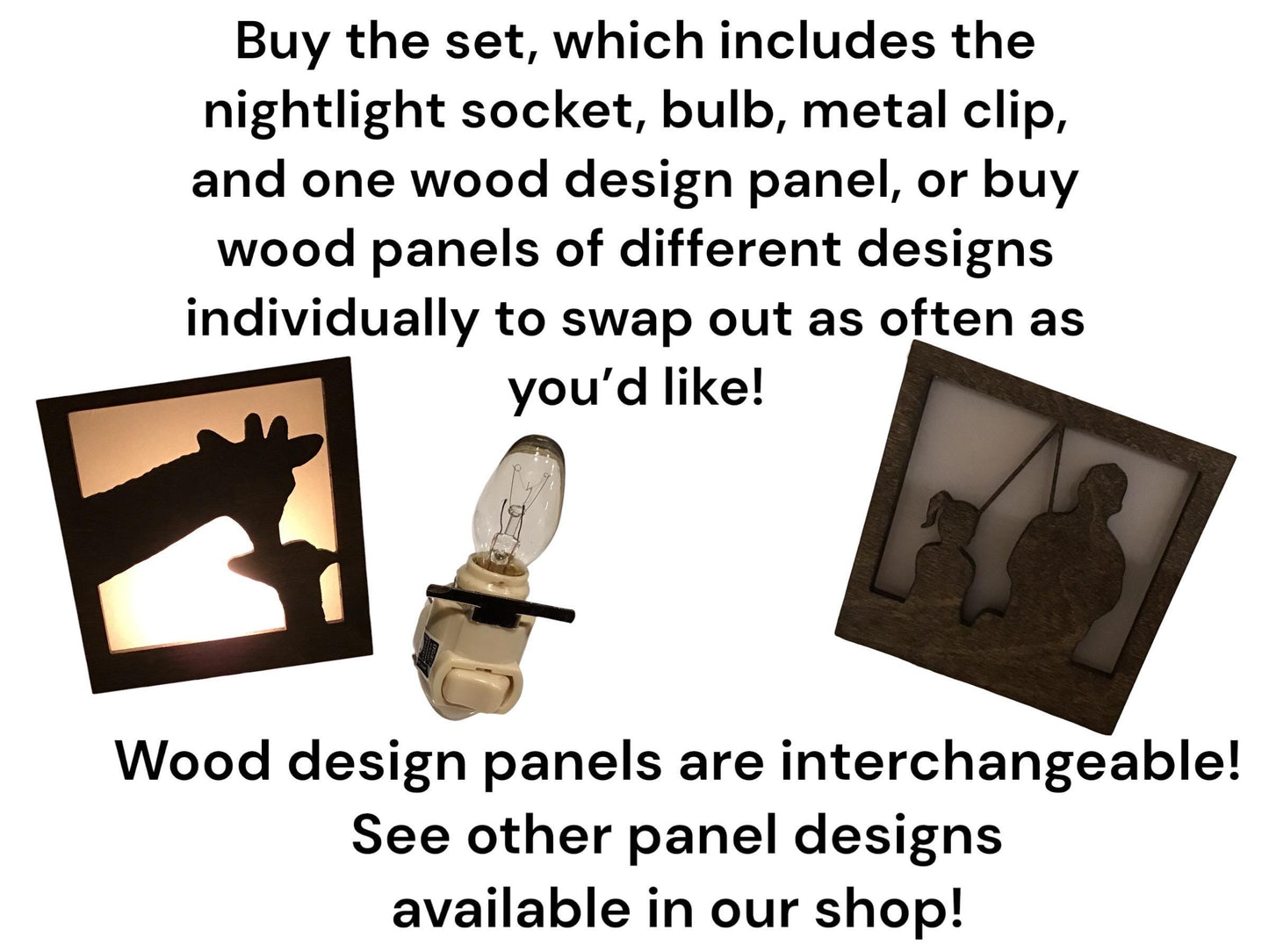 Swivel Night Light with Interchangeable Shade - Mama and Baby Giraffe Design