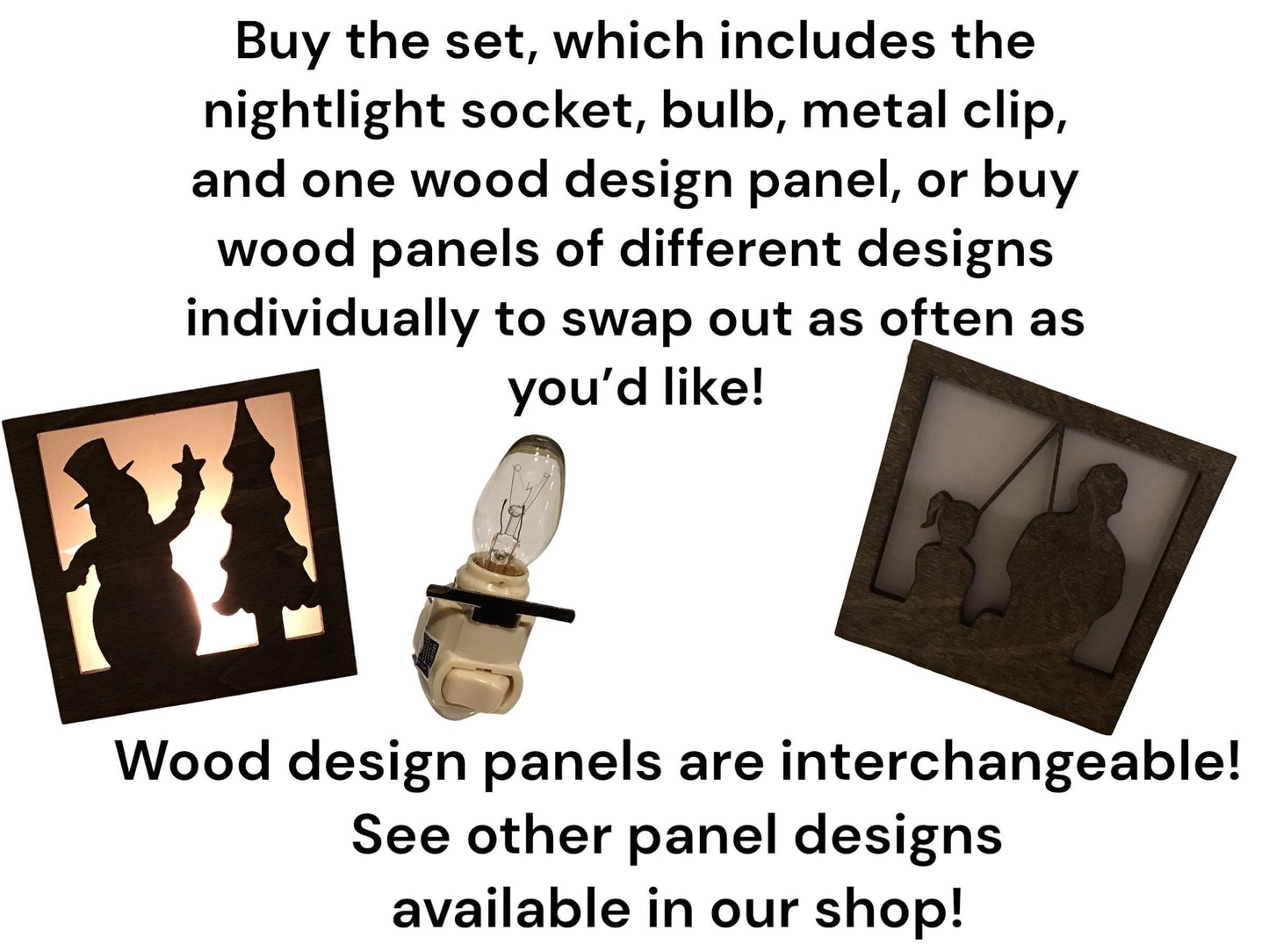 Swivel Night Light with Interchangeable Shade - Snowman and Christmas Tree Design