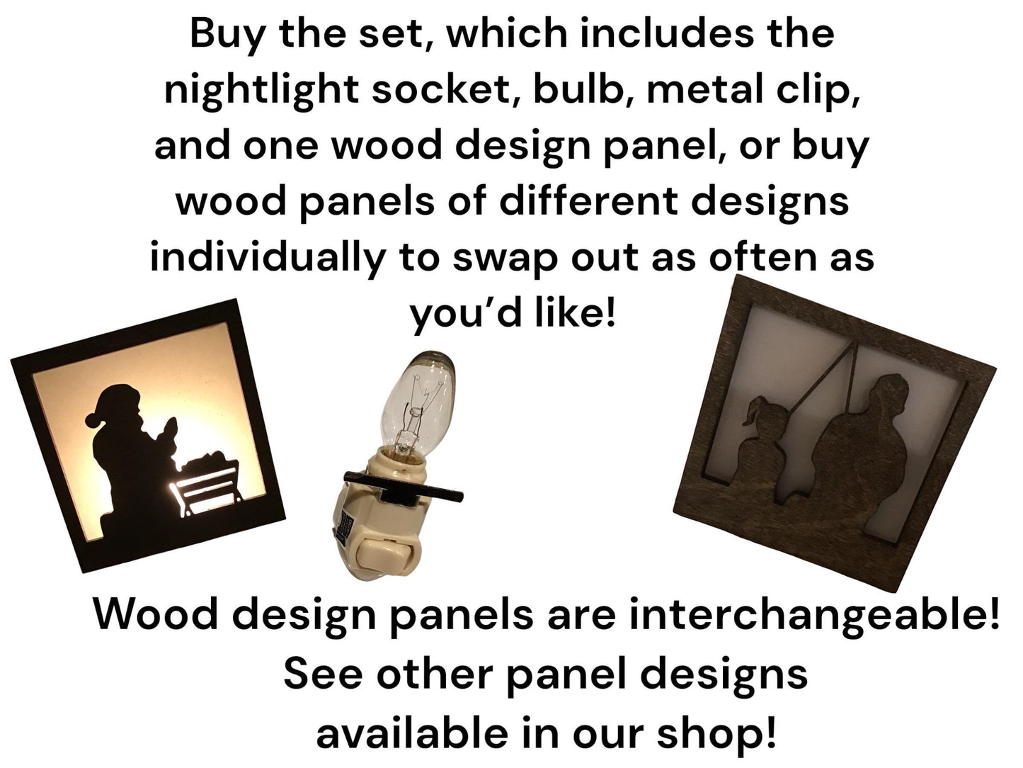 Swivel Night Light with Interchangeable Shade - Santa with Baby Jesus at the Manger Design