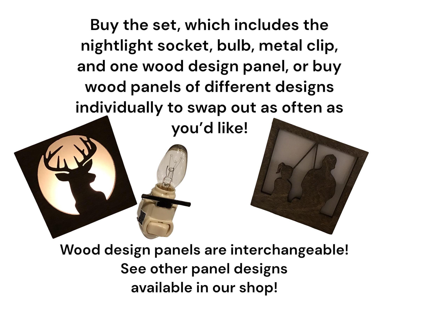 Swivel Night Light with Interchangeable Shade - Buck Whitetail Deer Design