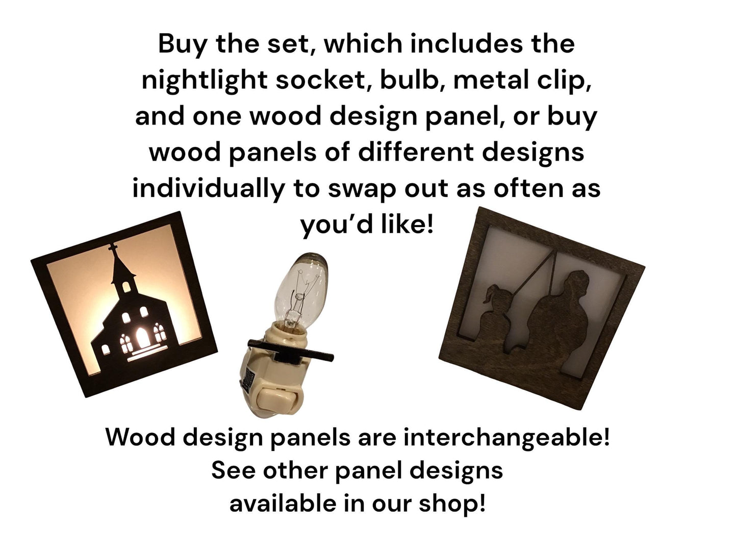 Swivel Night Light with Interchangeable Shade - Old Country Church Design