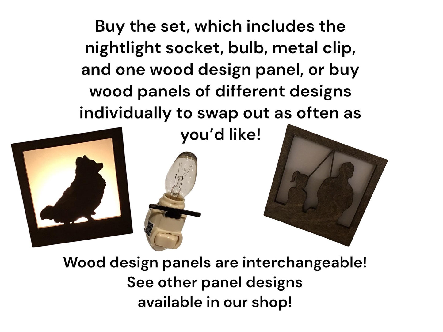 Swivel Night Light with Interchangeable Shade - Dog Breed Design - Pomeranian