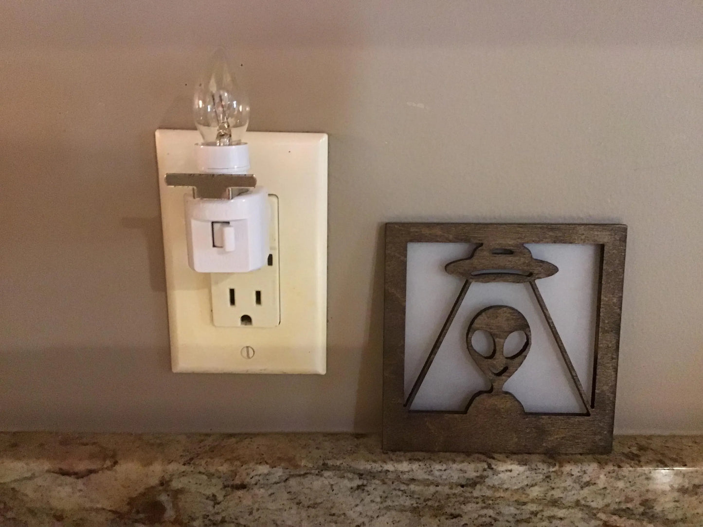 Swivel Night Light with Interchangeable Shade - Alien & Spaceship Design