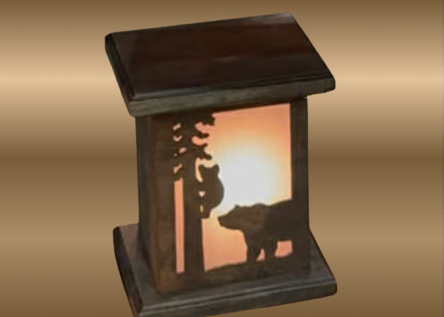 Rustic Wood Accent/Table Lamp - Mama Bear with Tree-Climbing Cub Design