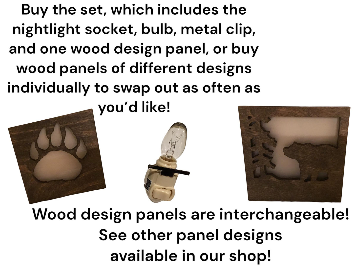 Night Light with Interchangeable Shade - Bear Paw Design