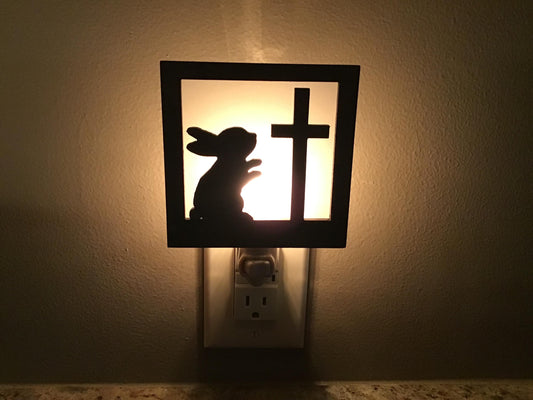 Swivel Night Light with Interchangeable Shade - Easter Bunny at the Cross Design