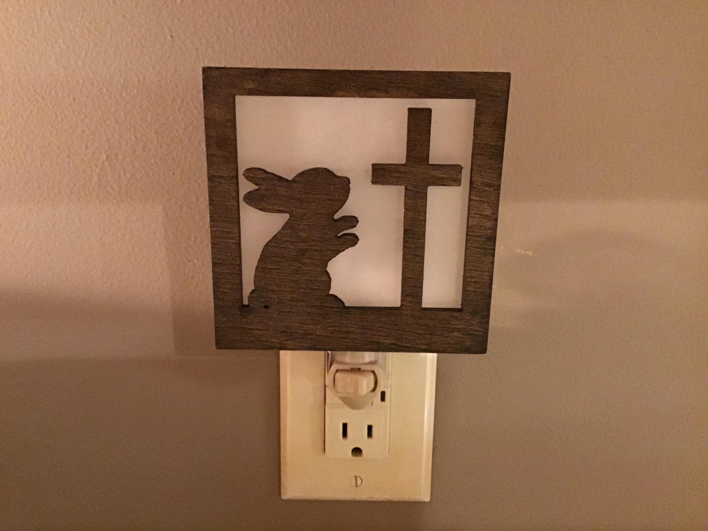 Swivel Night Light with Interchangeable Shade - Easter Bunny at the Cross Design