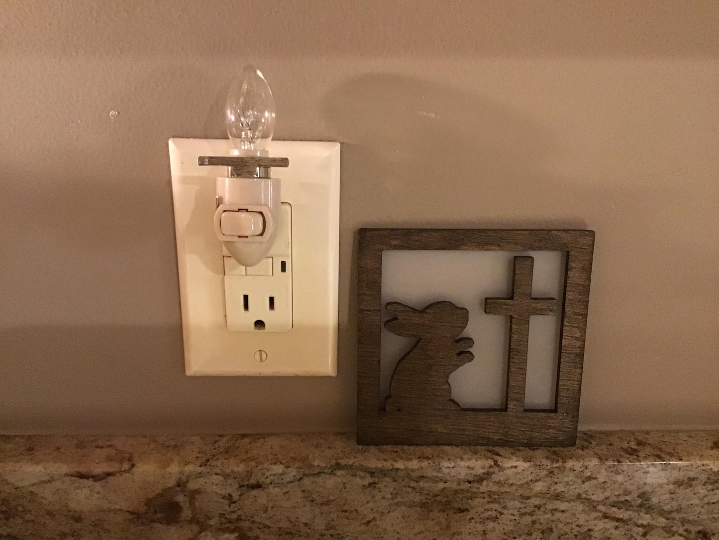 Swivel Night Light with Interchangeable Shade - Easter Bunny at the Cross Design