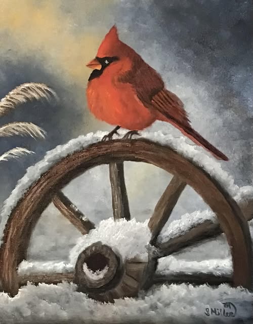 “Chunky Chester's Chilly Perch”, One-Day Oil Over Acrylic Painting Class, Saturday February 22, 2025, 9 am to 5 pm, In-Person or Virtual Registration (via Zoom) Offered