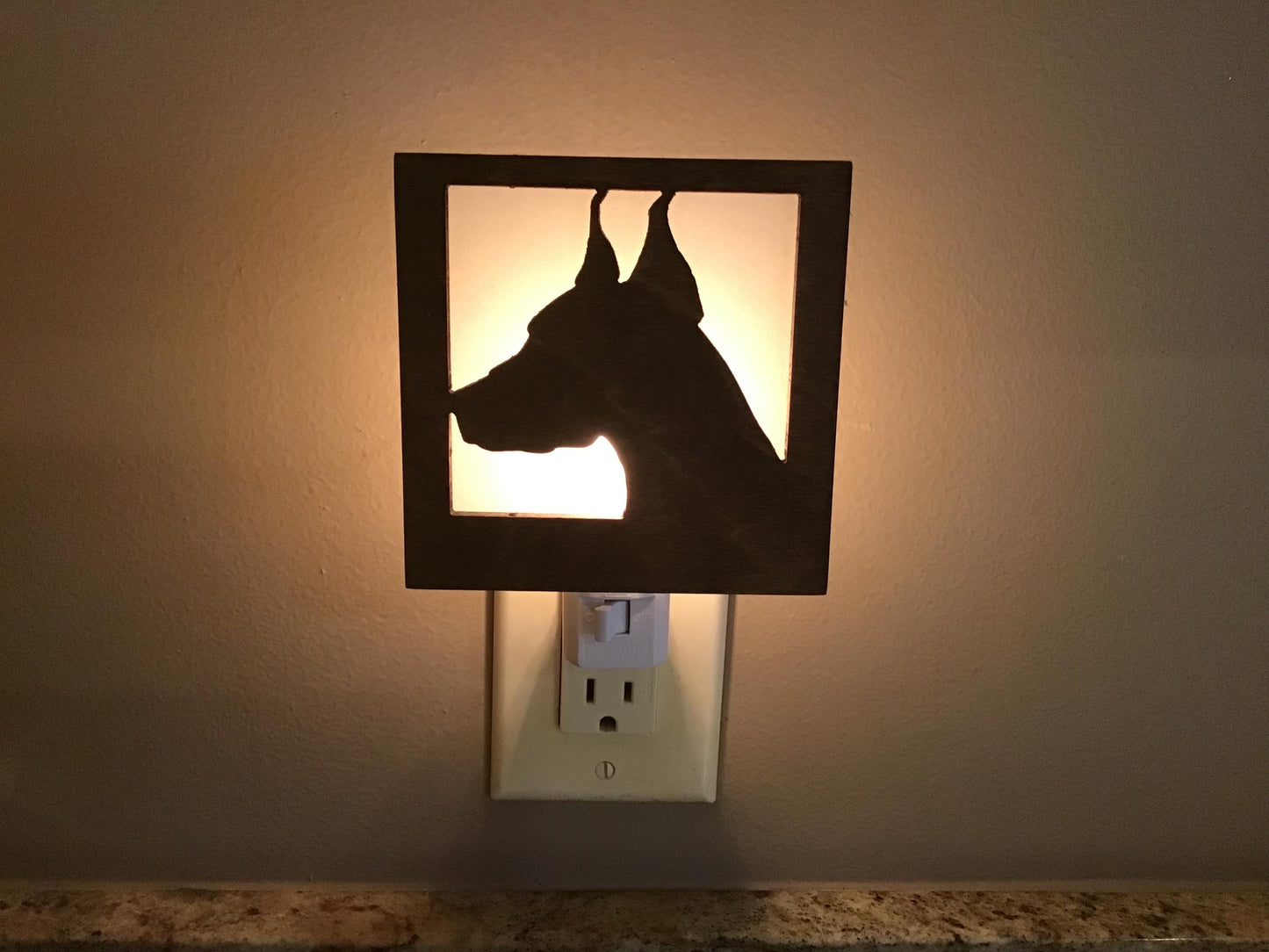 Swivel Night Light with Interchangeable Shade - Dog Breed Design - Doberman Pinscher