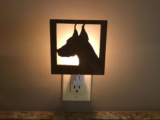 Swivel Night Light with Interchangeable Shade - Dog Breed Design - Doberman Pinscher