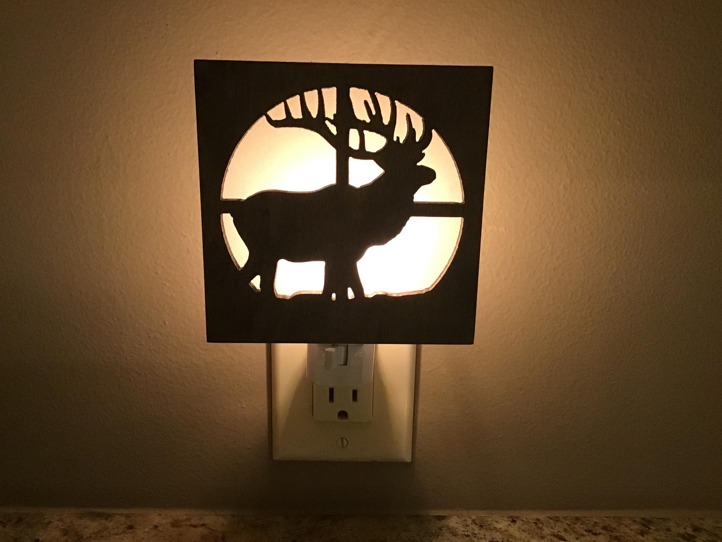 Swivel Night Light with Interchangeable Shade - Elk Hunting Design