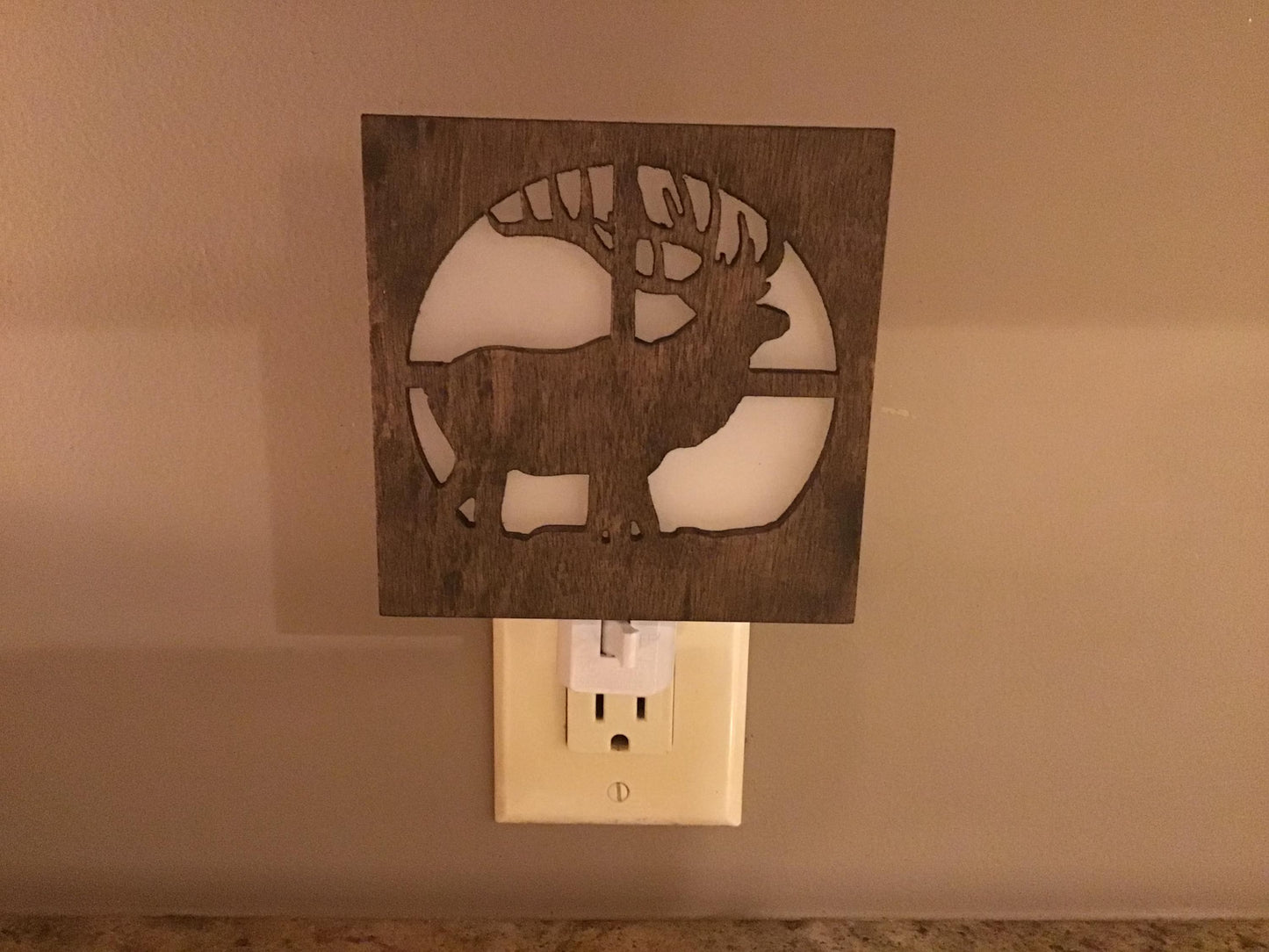 Swivel Night Light with Interchangeable Shade - Elk Hunting Design