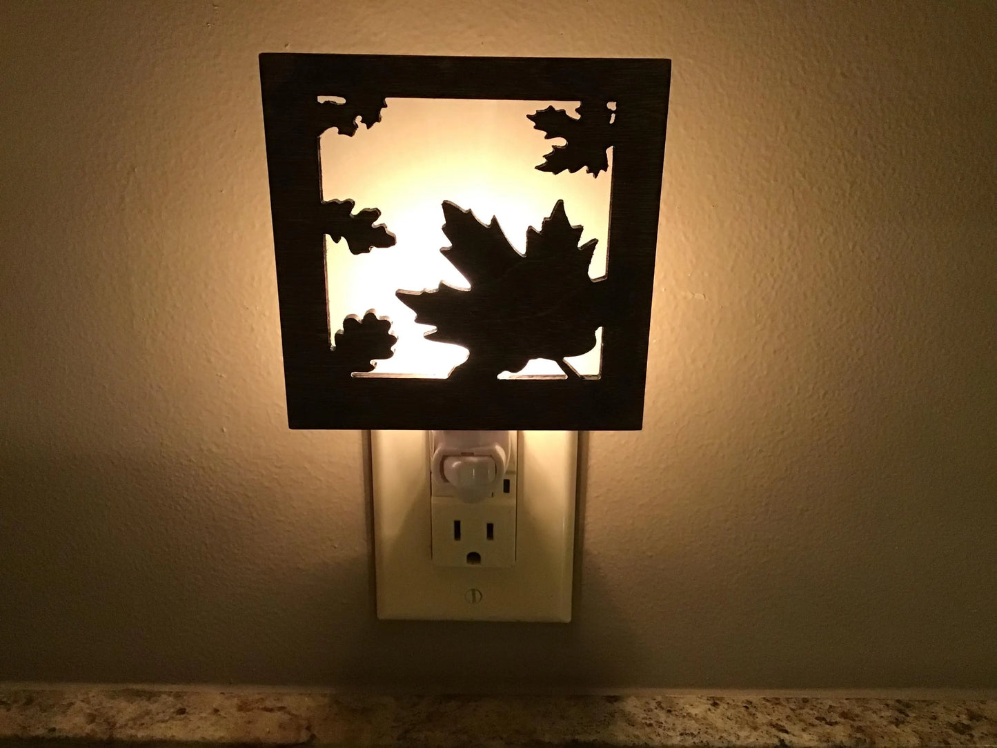Swivel Night Light with Interchangeable Shade - Falling Leaves Design