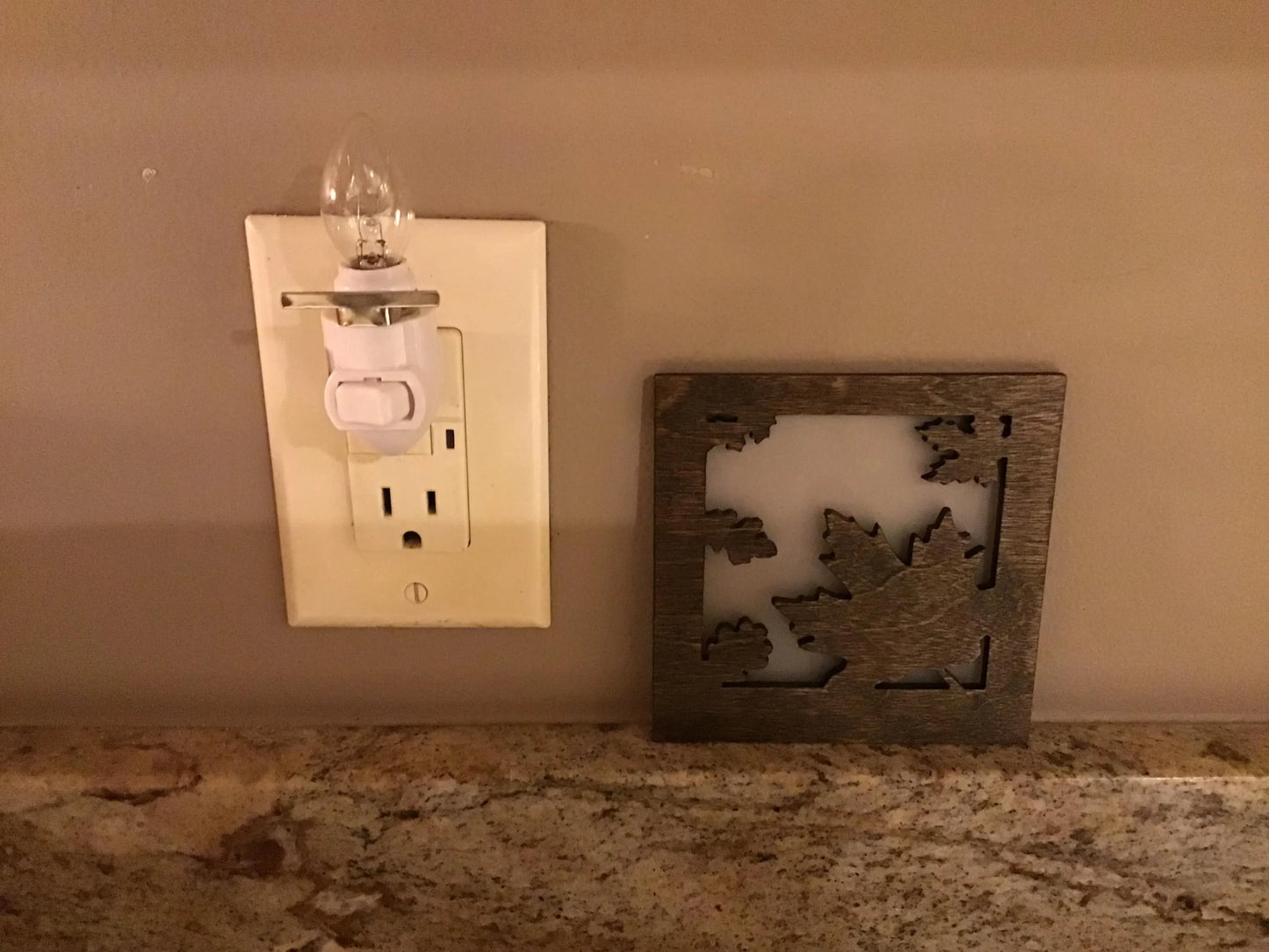 Swivel Night Light with Interchangeable Shade - Falling Leaves Design