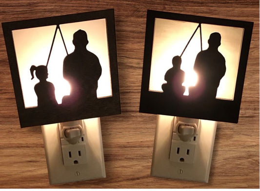 Night Light with Interchangeable Shade - Father and Son or Daughter Fishing Design