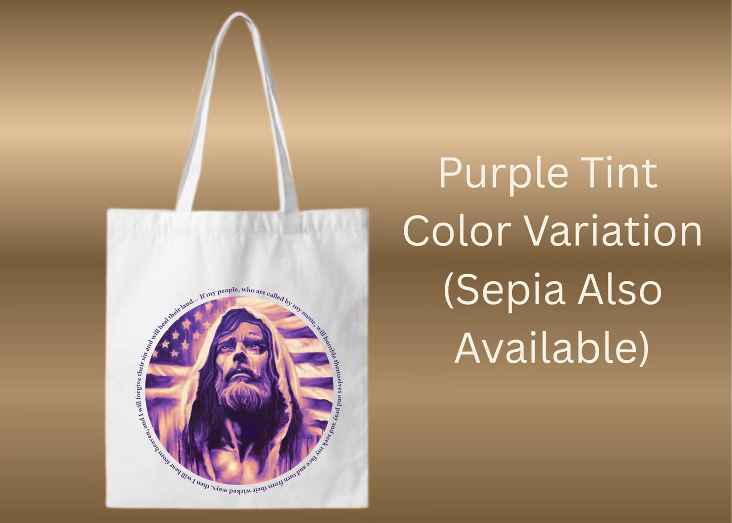 Canvas Tote Bag - "Jesus with American Flag" Design