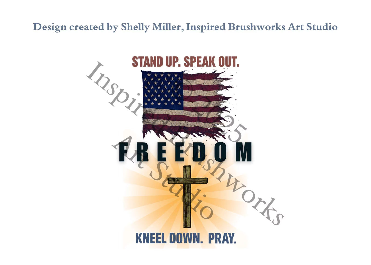 Canvas Tote Bag - "American Flag and Cross" Design