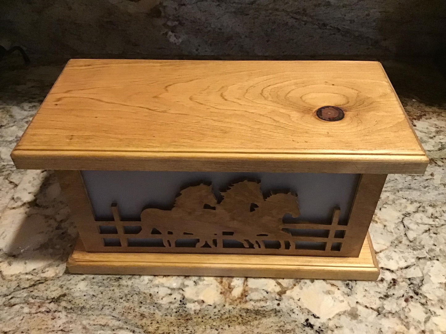 Rustic Wood Accent/Table Lamp - Galloping Horses Design