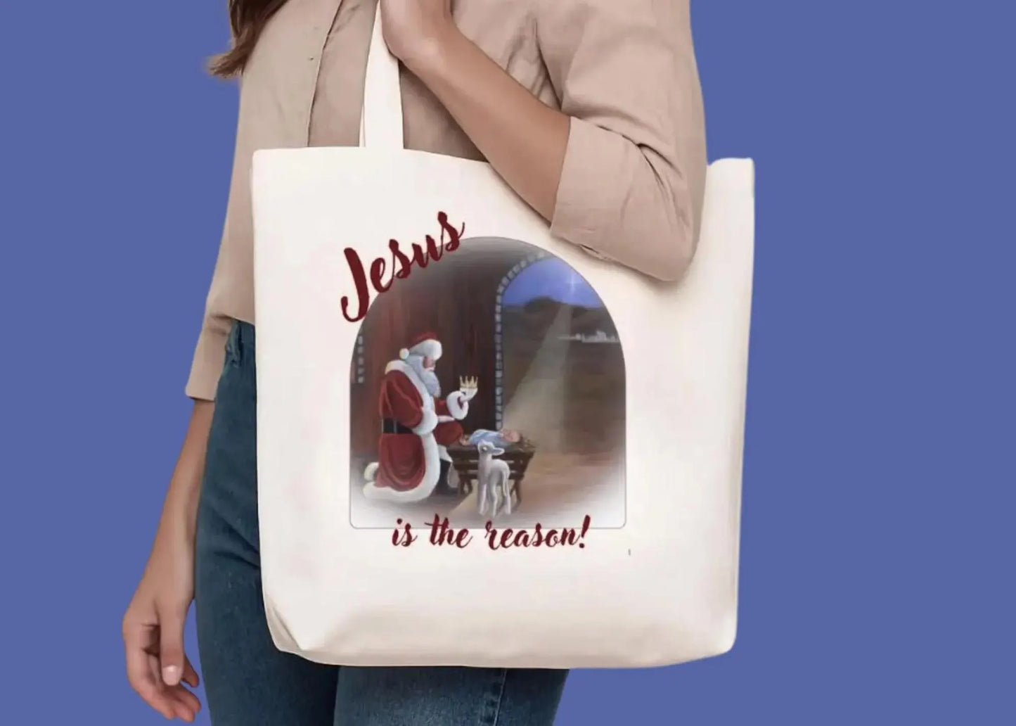 Canvas Tote Bag - "Jesus is the Reason" Design