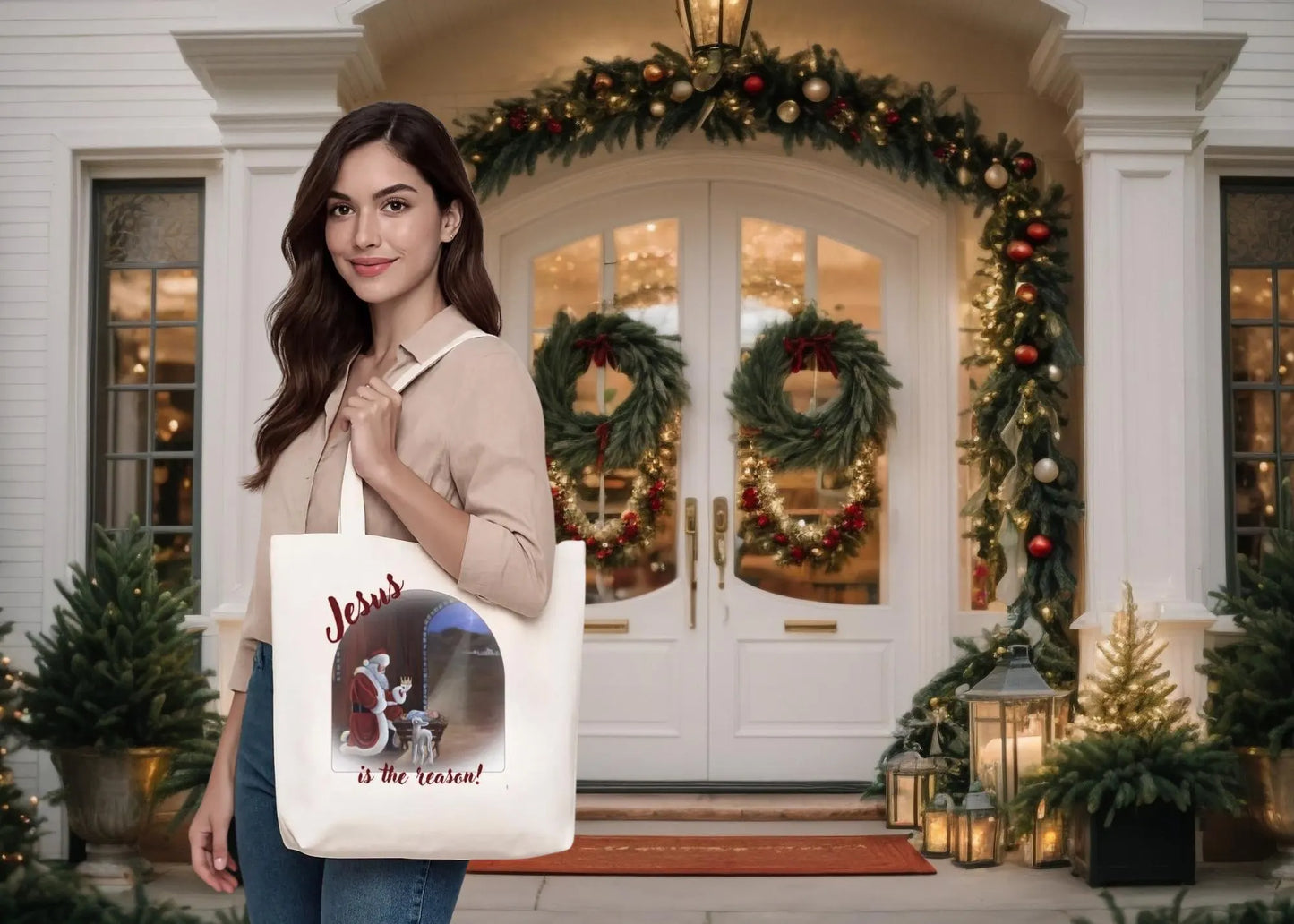 Canvas Tote Bag - "Jesus is the Reason" Design