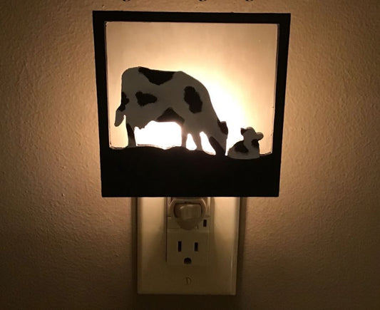 Interchangeable Night Light Shade - Holstein Cow and Calf Design