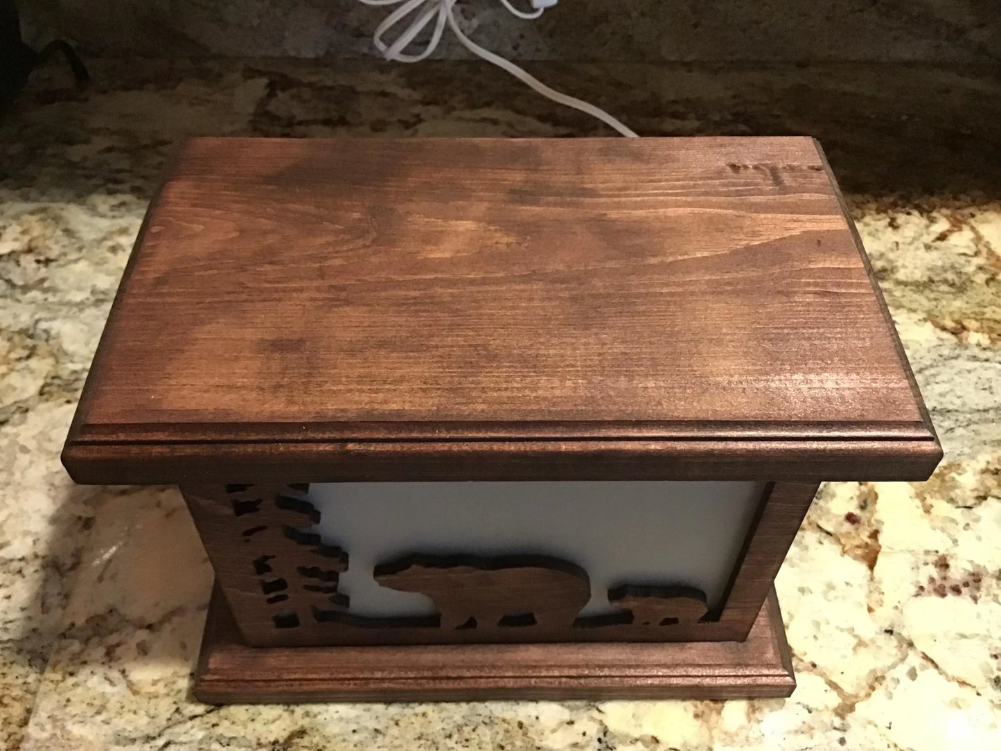 Rustic Wood Accent/Table Lamp - Mama Bear and Cub Design