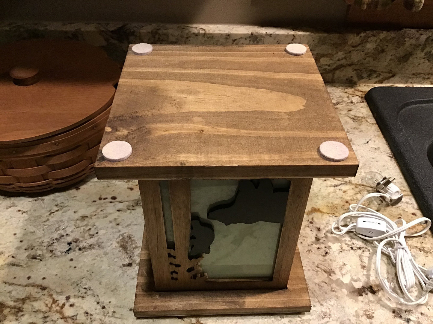 Rustic Wood Accent/Table Lamp - Mama Bear with Tree-Climbing Cub Design