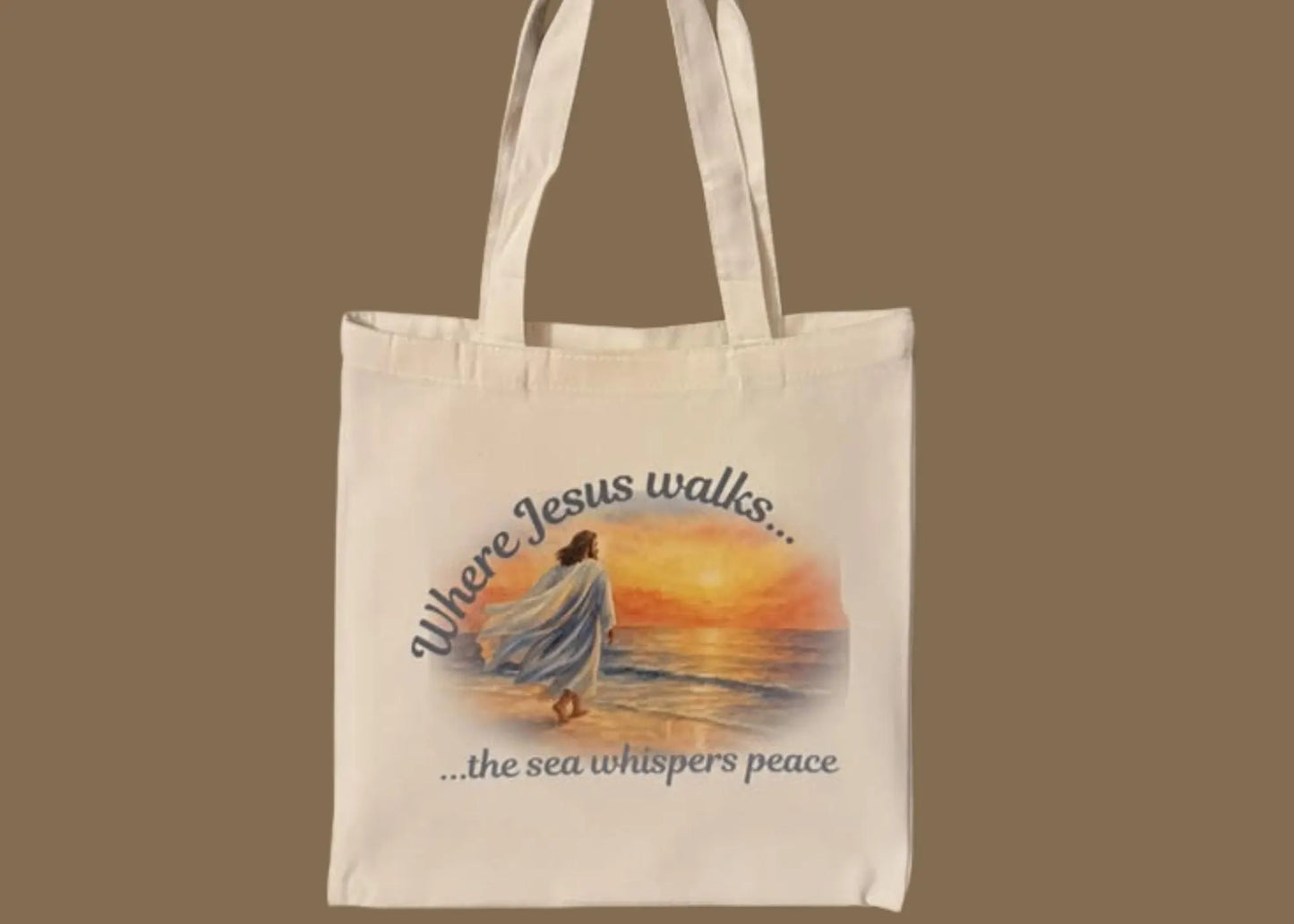 Canvas Tote Bag - "Jesus Walking on the Beach" Design