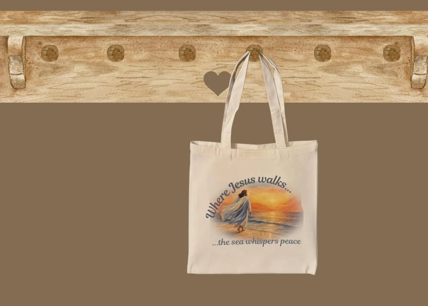 Canvas Tote Bag - "Jesus Walking on the Beach" Design
