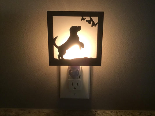 Swivel Night Light with Interchangeable Shade - Puppy & Butterflies Design