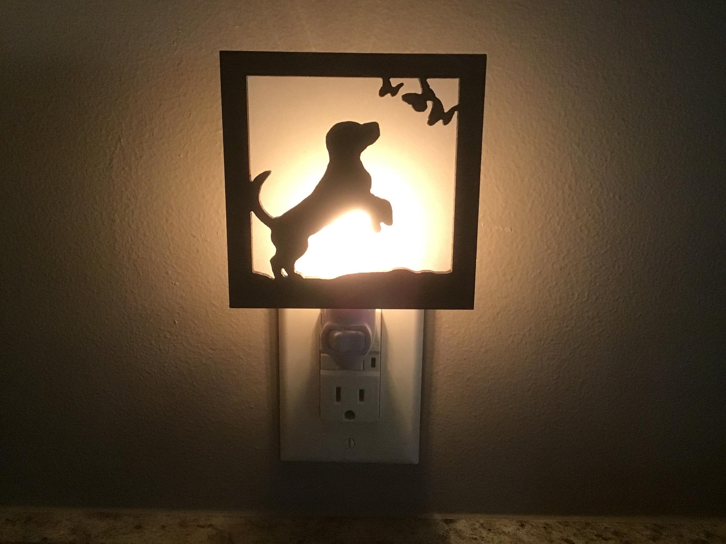 Swivel Night Light with Interchangeable Shade - Puppy & Butterflies Design