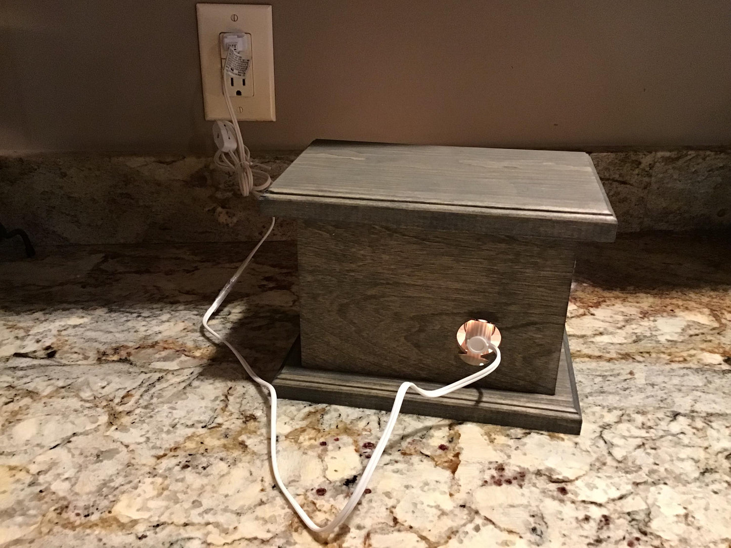 Rustic Wood Accent/Table Lamp - Puppy and Kitty Chasing Butterflies Design