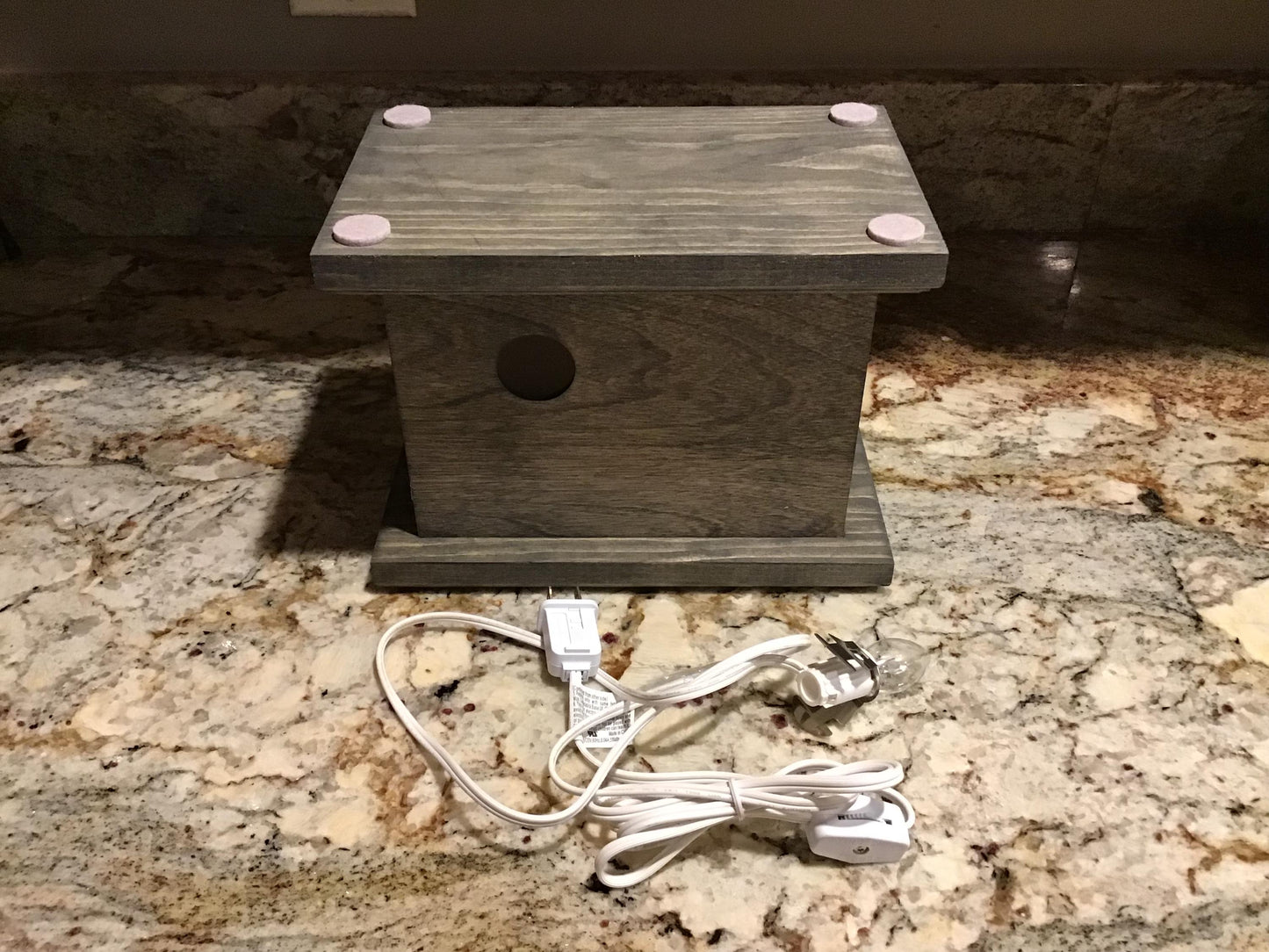 Rustic Wood Accent/Table Lamp - Puppy and Kitty Chasing Butterflies Design