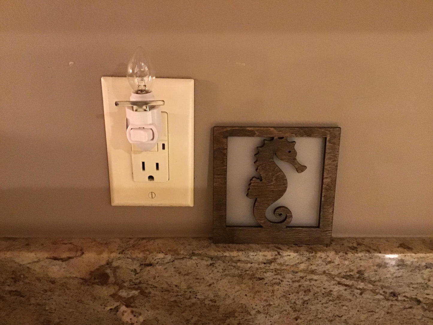 Swivel Night Light with Interchangeable Shade - Seahorse Design